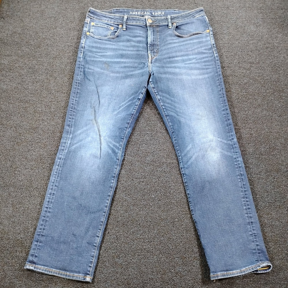 American Eagle Jeans Mens 38x32 Original Straight Airflex+ Denim Casual Med Wash